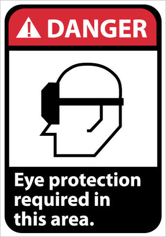 NMC DGA1P-DANGER, EYE PROTECTION REQUIRED IN THIS AREA (W/GRAPHIC), 10X7, PS VINYL (1 EACH)