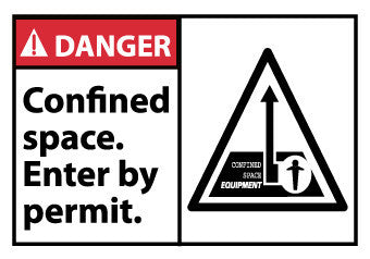 NMC DGA21AP-DANGER, CONFINED SPACE ENTER BY PERMIT (GRAPHIC), 3X5, PS VINLY (PAK OF 5)