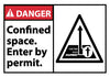 NMC DGA21AP-DANGER, CONFINED SPACE ENTER BY PERMIT (GRAPHIC), 3X5, PS VINLY (PAK OF 5)