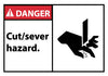 NMC DGA22AP-DANGER, CUT/SEVER HAZARD (GRAPHIC), 3X5, PS VINLY (PAK OF 5)