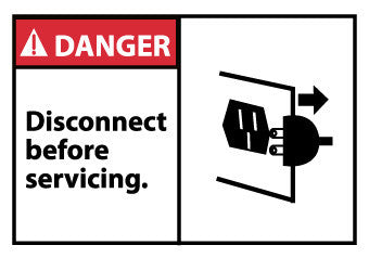 NMC DGA23AP-DANGER, DISCONNECT BEFORE SERVICING (GRAPHIC), 3X5, PS VINLY (PAK OF 5)