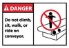 NMC DGA24AP-DANGER, DO NOT CLIMB SIT WALK OR RIDE ON CONVEYOR (GRAPHIC), 3X5, PS VINLY (PAK OF 5)