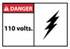 NMC DGA30AP-DANGER, 110 VOLTS, 3X5, PS VINYL (PAK OF 5)