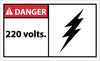 NMC DGA32AP-DANGER, 220 VOLTS, 3X5, PS VINYL (PAK OF 5)