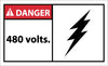 NMC DGA33AP-DANGER, 480 VOLTS, 3X5, PS VINYL (PAK OF 5)