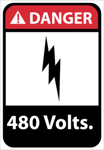 NMC DGA33RB-DANGER, 480 VOLTS, 14X10, RIGID PLASTIC (1 EACH)