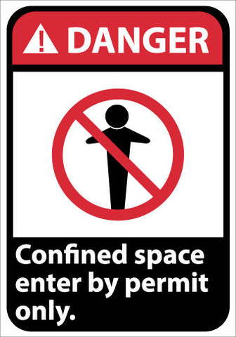 NMC DGA36PB-DANGER, CONFINED SPACE ENTER BY PERMIT ONLY, 14X10, PS VINYL (1 EACH)