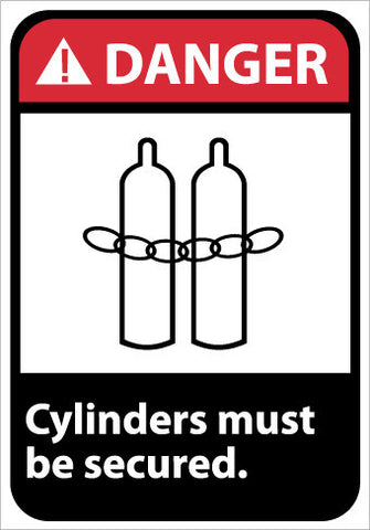 NMC DGA37RB-DANGER, CYLINDERS MUST BE SECURED, 14X10, RIGID PLASTIC (1 EACH)