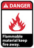 NMC DGA43RB-DANGER, FLAMMABLE MATERIAL KEEP FIRE AWAY, 14X10, RIGID PLASTIC (1 EACH)