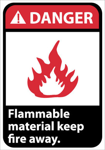NMC DGA43PB-DANGER, FLAMMABLE MATERIAL KEEP FIRE AWAY, 14X10, PS VINYL (1 EACH)
