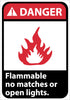 NMC DGA44AB-DANGER, FLAMMABLE NO MATCHES OR OPEN LIGHTS, 14X10, .040 ALUM (1 EACH)