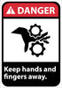 NMC DGA46PB-DANGER, KEEP HANDS AND FINGERS AWAY, 14X10, PS VINYL (1 EACH)