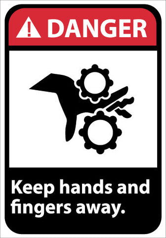 NMC DGA46RB-DANGER, KEEP HANDS AND FINGERS AWAY, 14X10, RIGID PLASTIC (1 EACH)