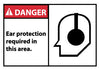 NMC DGA4AP-DANGER, EAR PROECTION REQUIRED IN THIS AREA, GRAPHIC, 3X5, PS VINYL (PAK OF 5)