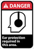 NMC DGA4RB-DANGER, EAR PROTECTION REQUIRED IN THIS AREA (W/GRAPHIC), 14X10, RIGID PLASTIC (1 EACH)