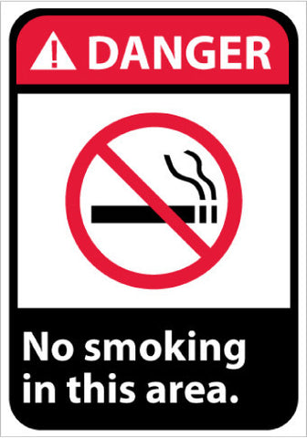 NMC DGA52RB-DANGER, NO SMOKING IN THIS AREA, 14X10, RIGID PLASTIC (1 EACH)