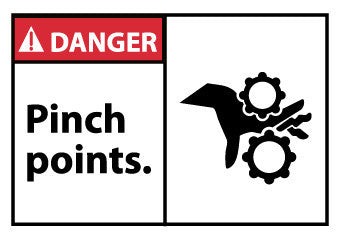 NMC DGA54AP-DANGER, PINCH POINTS, 3X5, PS VINYL (PAK OF 5)