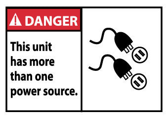 NMC DGA56AP-DANGER, THIS UNITS HAS MORE THAN ONE POWER SOURCE, 3X5, PS VINYL (PAK OF 5)