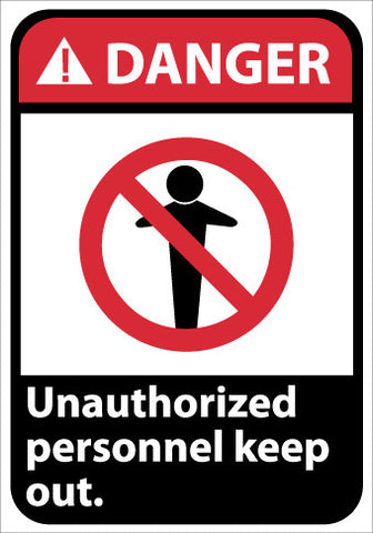 NMC DGA57RB-DANGER, UNAUTHORIZED PERSONNEL KEEP OUT, 14X10, RIGID PLASTIC (1 EACH)