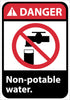 NMC DGA5P-DANGER, NON POTABLE WATER (W/GRAPHIC), 10X7, PS VINYL (1 EACH)