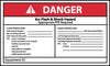 NMC DGA64AP-DANGER, ARC FLASH & SHOCK HAZARD, 3X5, PS VINYL (PAK OF 5)