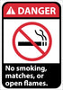 NMC DGA6R-DANGER, NO SMOKING MATCHES OR OPEN FLAMES (W/GRAPHIC), 10X7, RIGID PLASTIC (1 EACH)