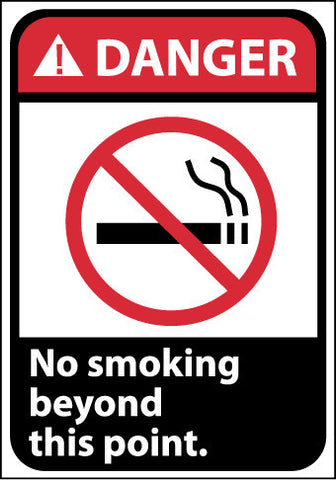NMC DGA7P-DANGER, NO SMOKING BEYOND THIS POINT (W/GRAPHIC), 10X7, PS VINYL (1 EACH)