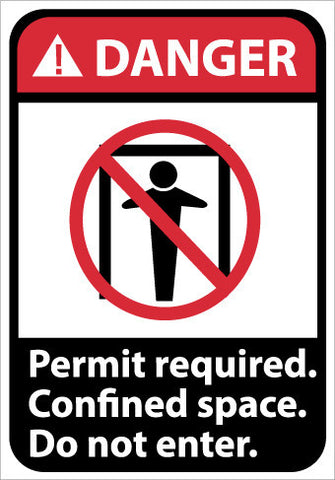 NMC DGA9PB-DANGER, PERMIT REQUIRED CONFINED SPACE DO NOT ENTER (W/GRAPHIC), 14X10, PS VINYL (1 EACH)