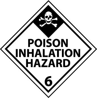 NMC DL125ALV-DOT SHIPPING LABEL, POISON INHALATION HAZARD 6, 4X4, PS VINYL (1 ROLL)