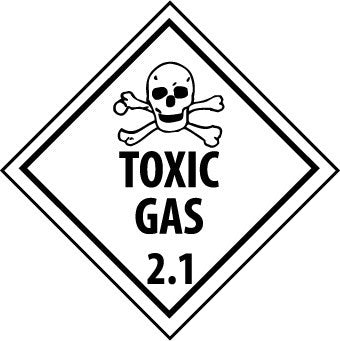 NMC DL126ALV-DOT SHIPPING LABEL, TOXIC GAS 2.1, 4X4, PS VINYL (1 ROLL)