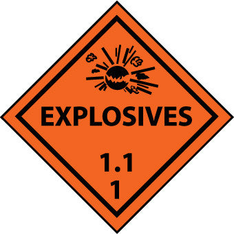 NMC DL130R-PLACARD, EXPLOSIVES 1.1 1, 10.75X10.75, RIGID PLASTIC (1 EACH)