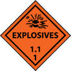 NMC DL130R-PLACARD, EXPLOSIVES 1.1 1, 10.75X10.75, RIGID PLASTIC (1 EACH)