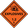 NMC DL131R-PLACARD, EXPLOSIVES 1.2 1, 10.75X10.75, RIGID PLASTIC (1 EACH)