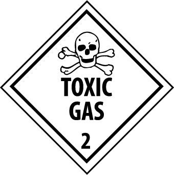 NMC DL133ALV-DOT SHIPPING LABEL, TOXIC GAS 2, 4X4, PS VINYL 500/ROLL (1 ROLL)