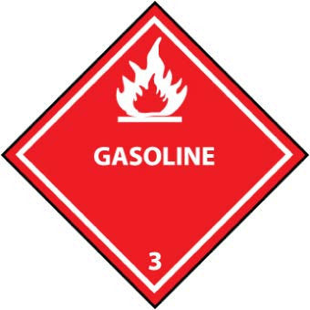 NMC DL157ALV-DOT SHIPPING LABEL, GASOLINE 4, 4X4, PS VINYL (1 ROLL)