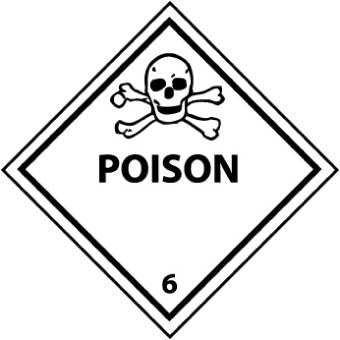 NMC DL159ALV-DOT SHIPPING LABEL, POISON 6, 4X4, PS VINYL (1 ROLL)