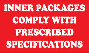 NMC DL169AL-HAZARDOUS MATERIALS SHIPPING LABELS, INNER PACKAGES COMPLY WITH PRESCRIBED SPECIFICATIONS, 3X5, PS PAPER (1 ROLL)
