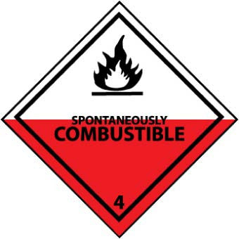 NMC DL21ALV-DOT SHIPPING LABEL, SPONTANEOUSLY COMBUSTIBLE 4, 4X4, PS VINYL (1 ROLL)