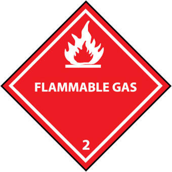 NMC DL2ALV-DOT SHIPPING LABEL, FLAMMABLE GAS 2, 4X4, PS VINYL 500/ROLL (1 ROLL)