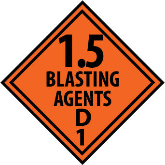 NMC DL35P-PLACARD, 1.5 BLASTING AGENT D1, 10 3/4X10 3/4, PS VINYL (1 EACH)