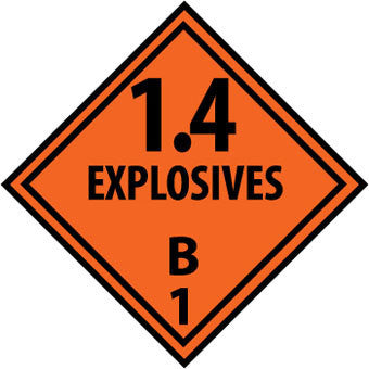 NMC DL44R-PLACARD, 1.4 EXPLOSIVES B1, 10 3/4X10 3/4, RIGID PLASTIC (1 EACH)