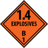 NMC DL44R-PLACARD, 1.4 EXPLOSIVES B1, 10 3/4X10 3/4, RIGID PLASTIC (1 EACH)