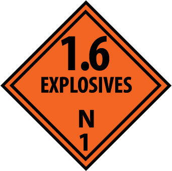 NMC DL45R-PLACARD, 1.6 EXPLOSIVES N1, 10 3/4X10 3/4, RIGID PLASTIC (1 EACH)