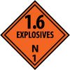 NMC DL45R-PLACARD, 1.6 EXPLOSIVES N1, 10 3/4X10 3/4, RIGID PLASTIC (1 EACH)