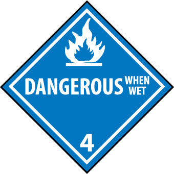 NMC DL47R-PLACARD, DANGEROUS WHEN WET 4, 10 3/4X10 3/4, RIGID PLASTIC (1 EACH)