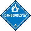 NMC DL47R-PLACARD, DANGEROUS WHEN WET 4, 10 3/4X10 3/4, RIGID PLASTIC (1 EACH)