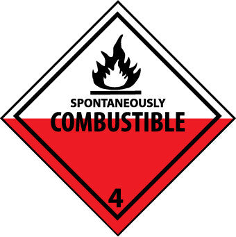 NMC DL48P-PLACARD, SPONTANEOUSLY COMBUSTIBLE 4, 10 3/4X10 3/4, PS VINYL (1 EACH)