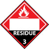 NMC DL81BR-PLACARD, RESIDUE 3, BLANK, 10 3/4X10 3/4, RIGID PLASTIC (1 EACH)