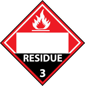 NMC DL81BP-PLACARD, RESIDUE 3, BLANK, 10 3/4X10 3/4, PS VINYL (1 EACH)