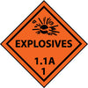 NMC DL88ALV-DOT SHIPPING LABEL, EXPLOSIVE 1.1A, 1, 4X4, PS VINYL (1 ROLL)